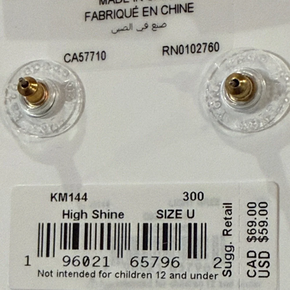 kate spade Light Green/Gold High Shine Studs/NWT - Picture 7 of 9